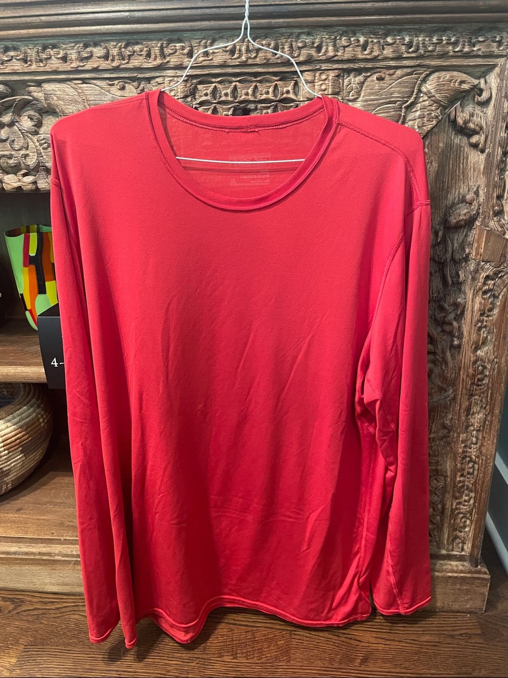 Patagonia Men's Long Sleeve Crew in Dark Red Rust color